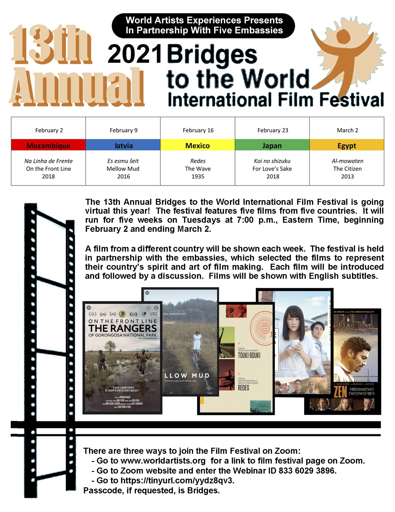 WAE 2021 International 1 Film Festival Flyer